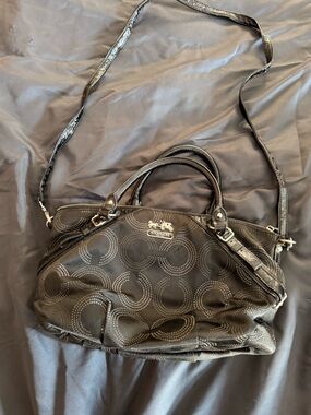 Coach Black Signature Circle-Print Shoulder Bag